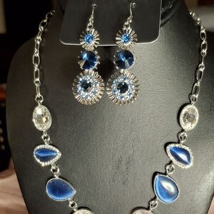 Dazzling Blue and Silver Necklace Set